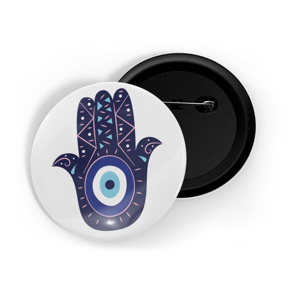 dhcrafts Round Pin Badges Blue Evil Eye D2 Glossy Finish Design Pack of 1 (58mm)